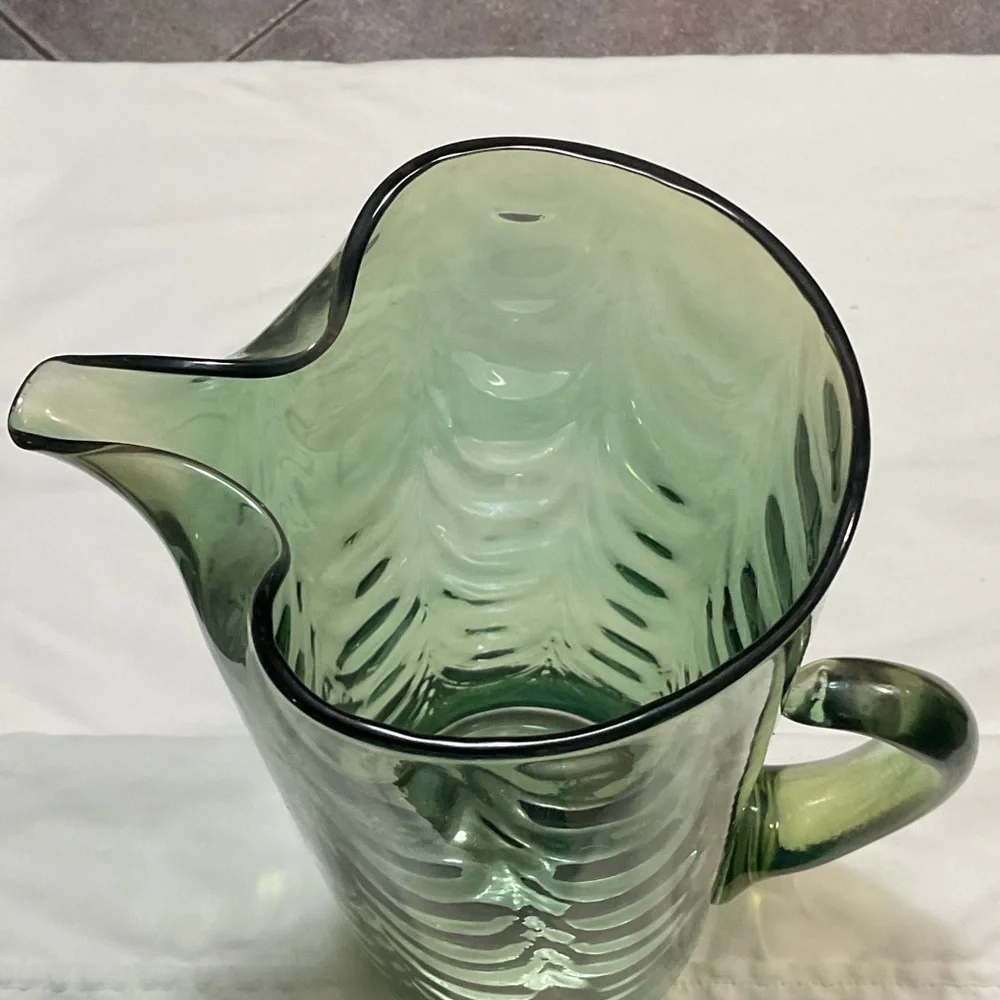 Green Glass Pitcher with Handle